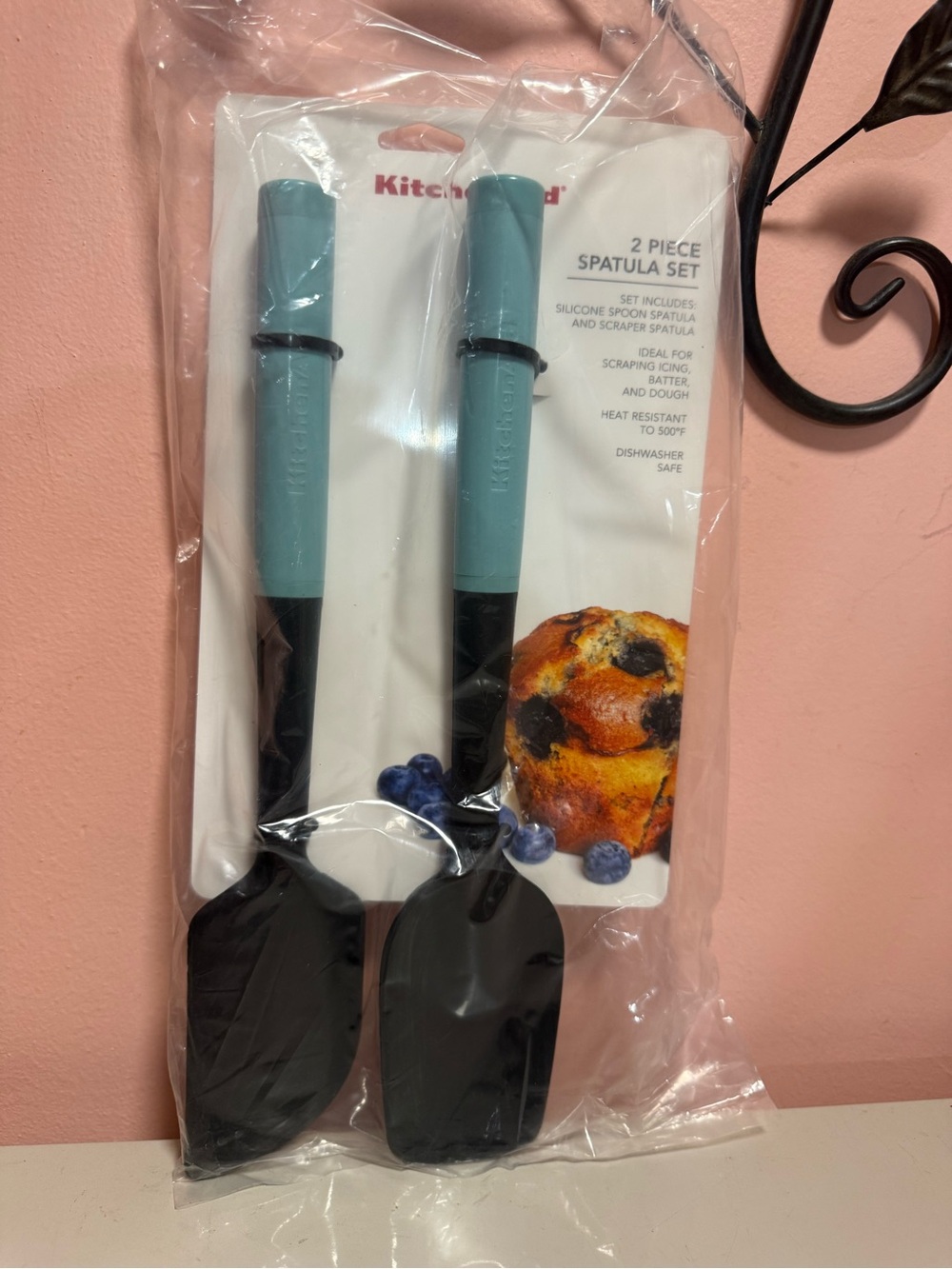 KitchenAid Kids Accessories 2-Piece Silicone Spatula Set - Teal and Black